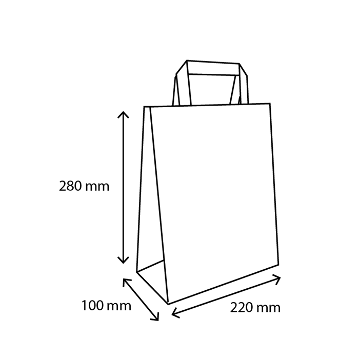 TakeAware.nl Papieren tasjes Klein wit 80 gr. 22+10x28cm