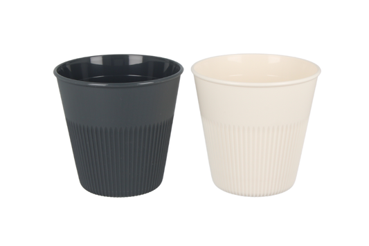 Reusable coffee cup 230cc 8oz Ø89mm ribbed white