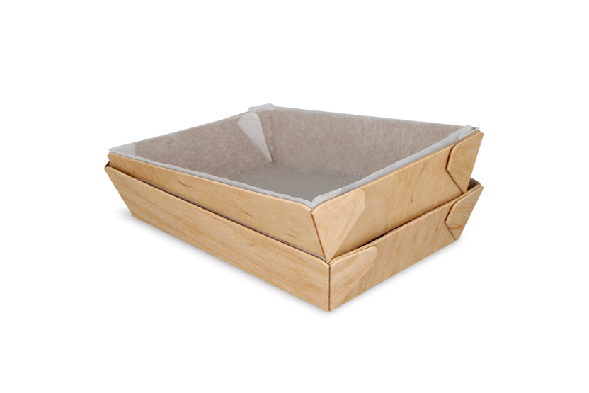 Houten snackbakje 144x100x35mm