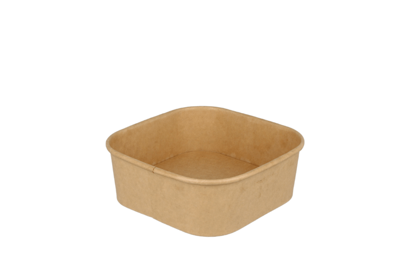 TakeAware.nl Maaltijdbakken en schalen Vierkante maaltijdbak karton 500ml Kraft 130mm