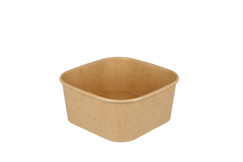 TakeAware.nl Maaltijdbakken en schalen Vierkante maaltijdbak karton 650ml Kraft 130mm