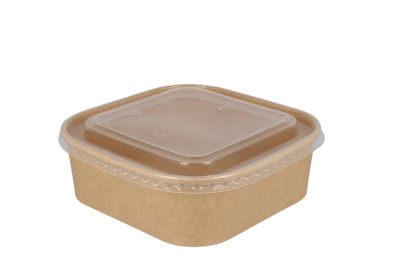 TakeAware.nl Maaltijdbakken en schalen Vierkante maaltijdbak karton 1000ml Kraft 170mm
