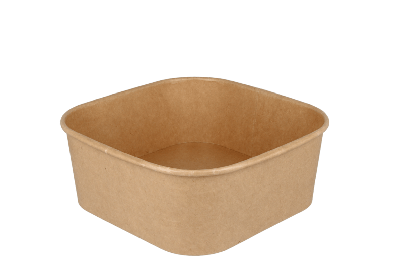 TakeAware.nl Maaltijdbakken en schalen Vierkante maaltijdbak karton 1200ml Kraft 170mm