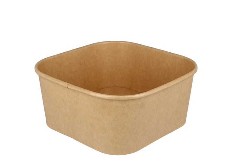 TakeAware.nl Maaltijdbakken en schalen Vierkante maaltijdbak karton 1400ml Kraft 170mm