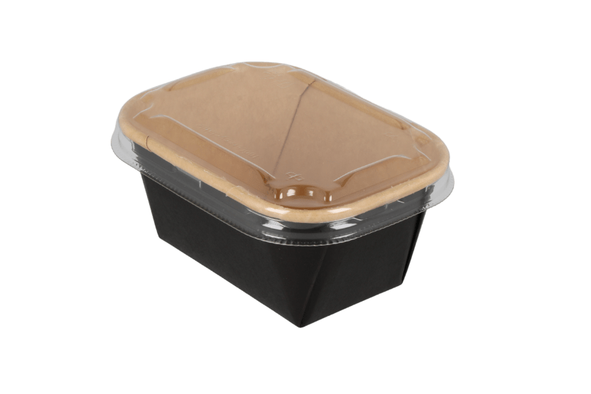 TakeAware.nl Sausbakjes 250ml 108mm rechthoekig kraft/zwart
