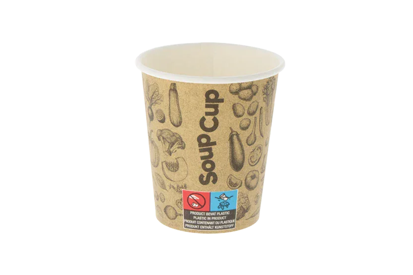 TakeAware.nl Kartonnen soepbekers "Veggie"- 230cc/8oz - 80mm