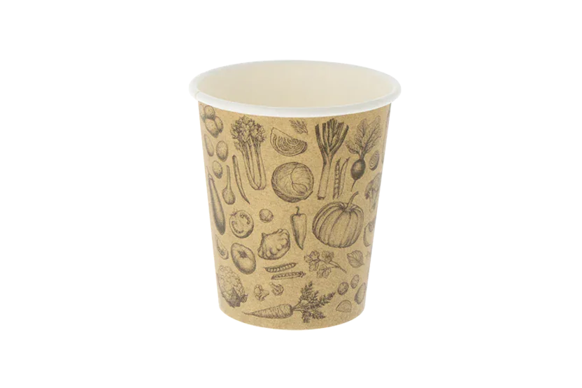 TakeAware.nl Kartonnen soepbekers "Veggie"- 230cc/8oz - 80mm