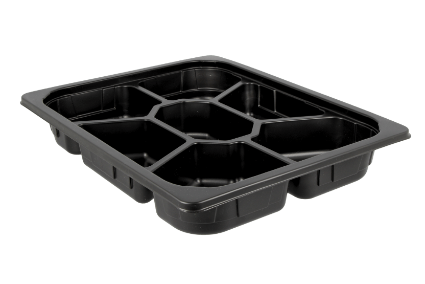 TakeAware.nl PP tray 1/2 Gastro 7-vaks Zwart 50mm
