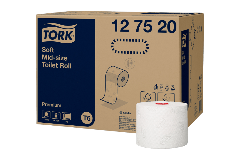 Tork Tork® T6 Zacht Mid-size Toiletpapier 2-laags 27 rollen Wit Premium (127520)