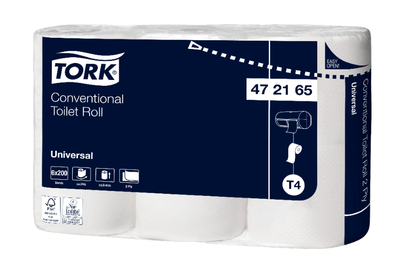 Tork Tork® T4 Traditioneel Toiletpapier Rol 2-laags 48x200 vellen Wit (472165)