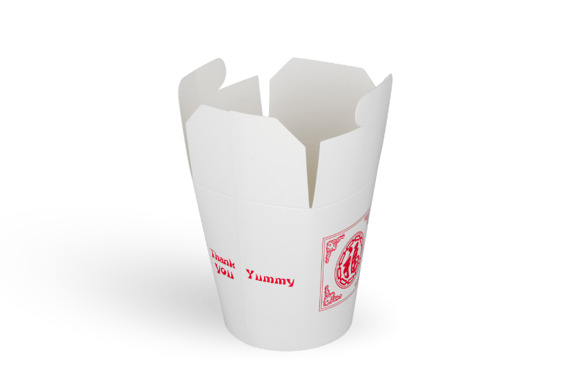 TakeAware.nl Wok to Go beker 16oz 470 ml karton wit met rood
