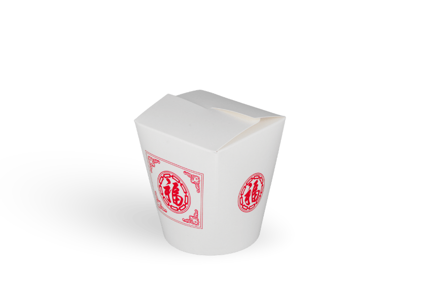 TakeAware.nl Wok to Go beker 16oz 470 ml karton wit met rood