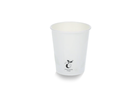 Kartonnen koffiebeker 230cc 8oz wit BIO