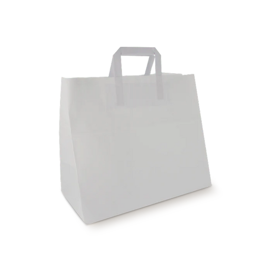 Paper carrier bags Large White 32+17x27cm BIO