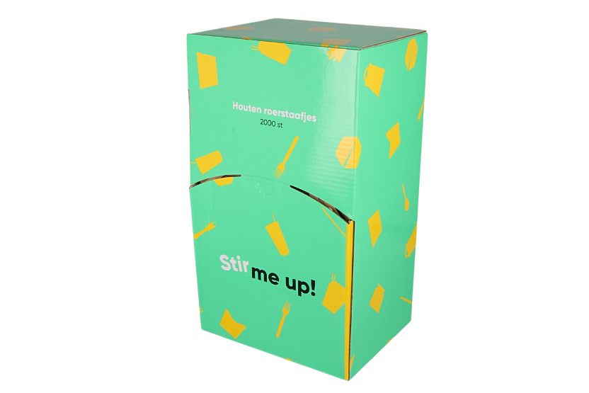 TakeAware.nl Roerstaafjes in dispenser box 11cm FSC 100% hout