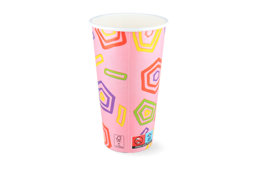 Milkshake cup large 500ml Ø90mm 20oz pink FSC® cardboard