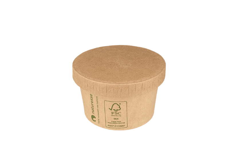 takeaware.nl Saus- en amusebakjes Bakje 90cc Ø75mm 3oz karton kraft BIO