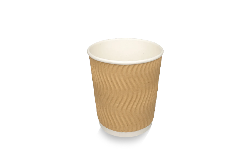 Kartonnen koffiebeker 230cc 8oz Ripple Kraft