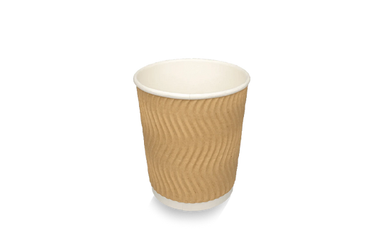 Kartonnen koffiebeker 230cc 8oz Ripple Kraft