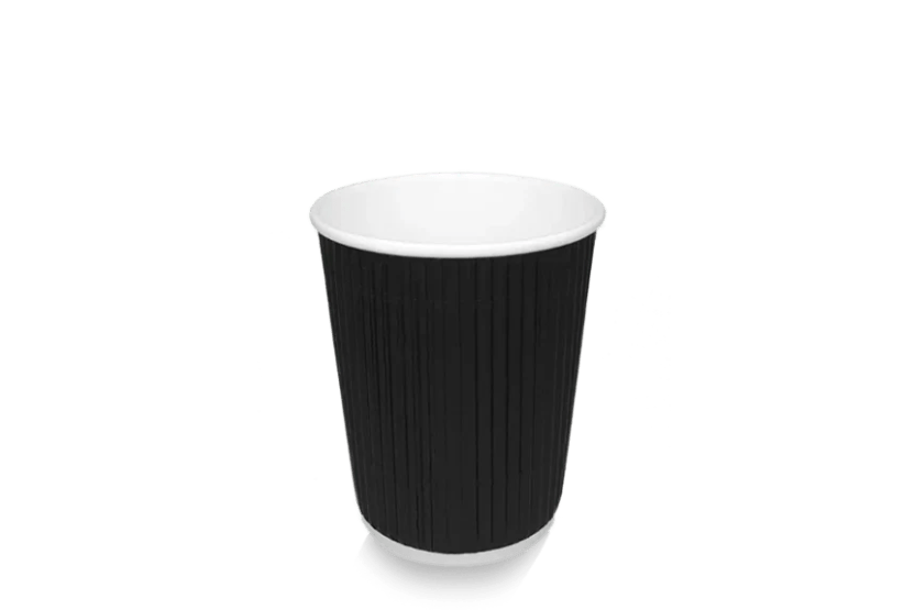 takeaware.nl Koffiebekers Kartonnen koffiebeker 230cc 8oz Ripple Zwart