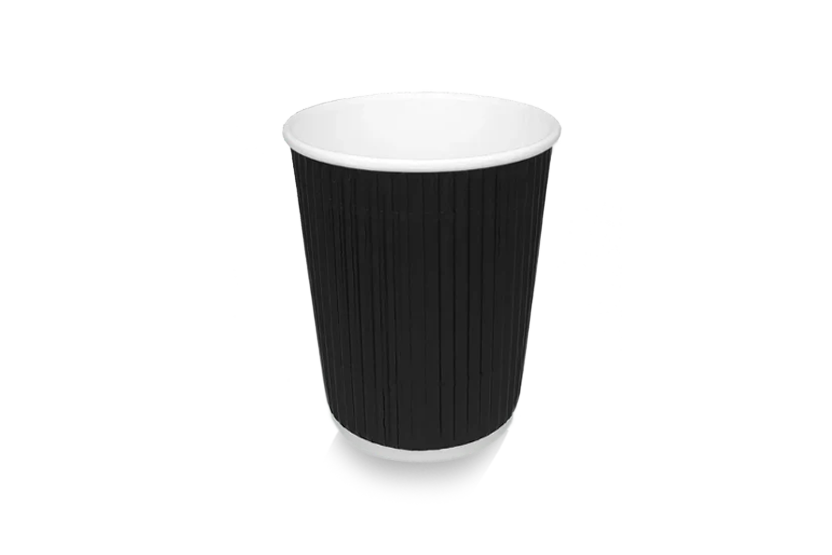 Kartonnen koffiebeker 230cc 8oz Ripple Zwart