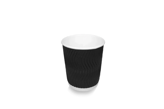 takeaware.nl Koffiebekers Kartonnen koffiebeker 177cc 7oz Ripple Zwart