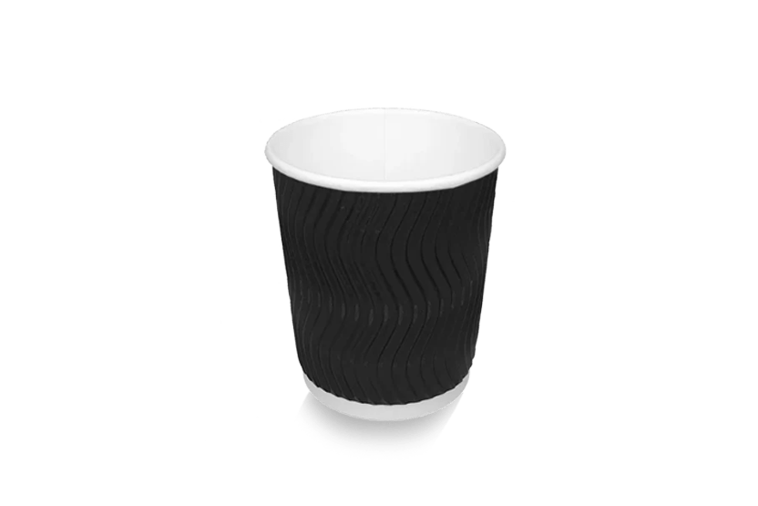 takeaware.nl Koffiebekers Kartonnen koffiebeker 177cc 7oz Ripple Zwart