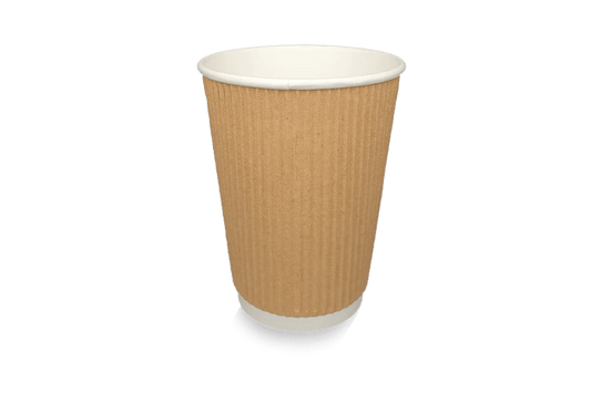 takeaware.nl Koffiebekers Kartonnen koffiebeker 360cc 12oz Ripple Kraft