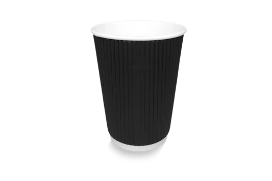 takeaware.nl Koffiebekers Kartonnen koffiebeker 360cc 12oz Ripple Zwart