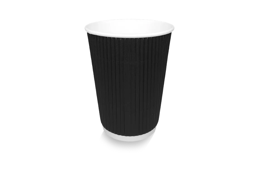 Kartonnen koffiebeker 360cc 12oz Ripple Zwart