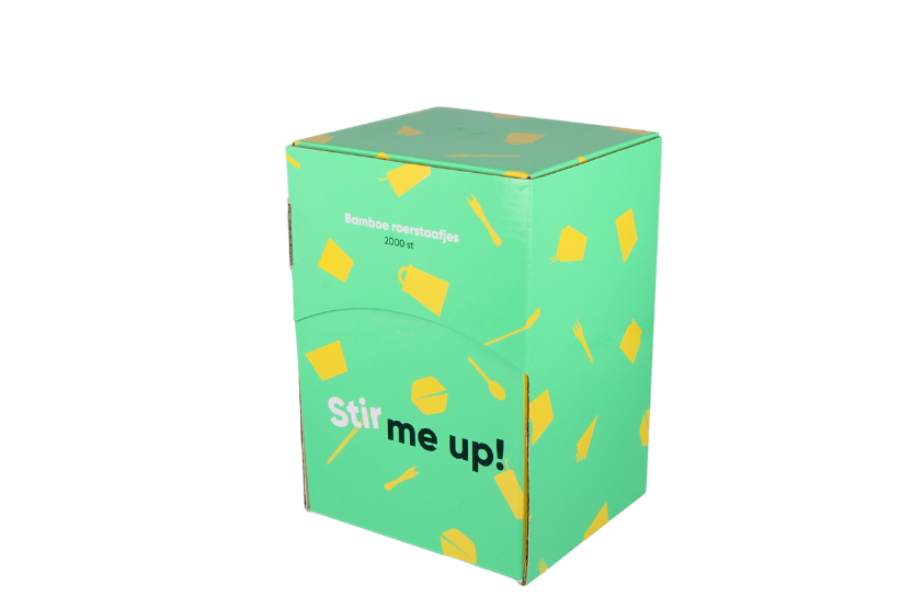 TakeAware.nl Roerstaafjes in dispenser box 11cm bamboe BIO