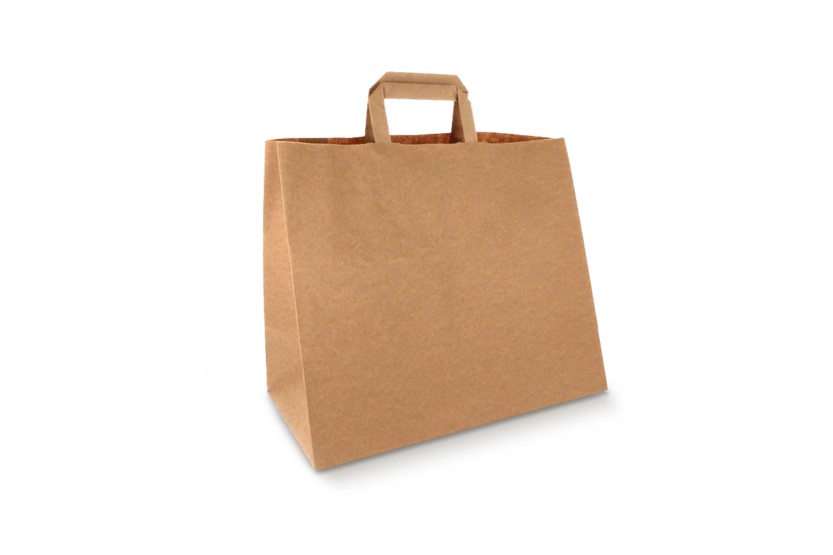 Paper carrier bags Large Brown 32+16x27cm recycled