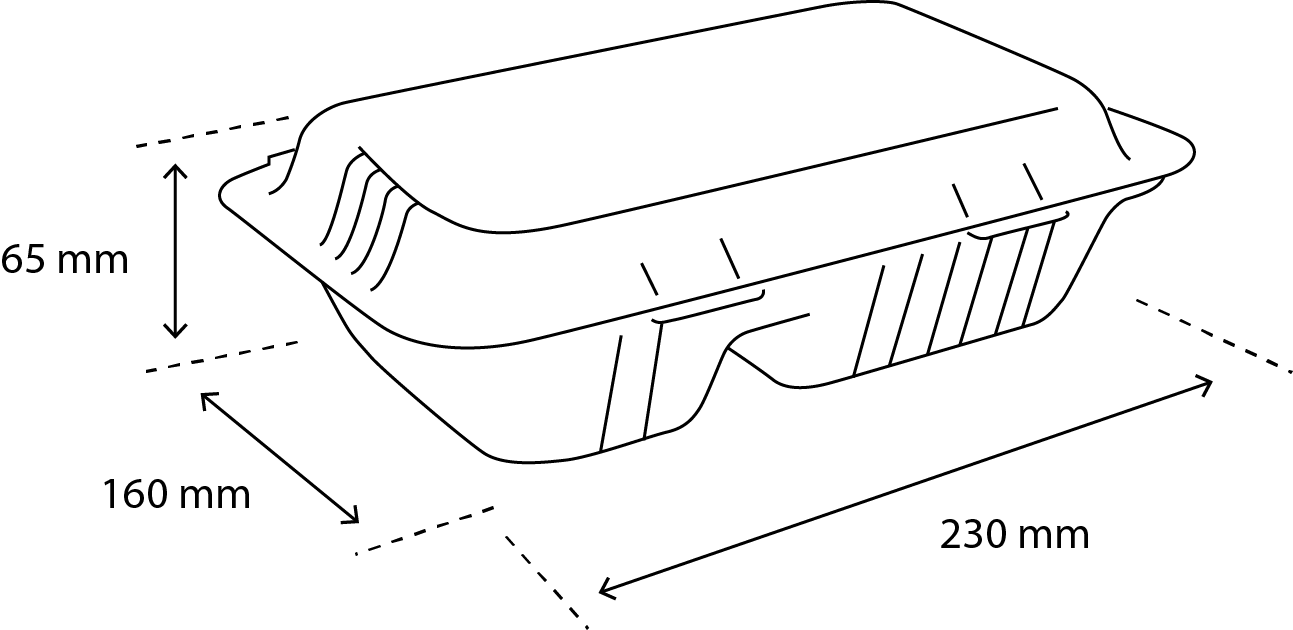 takeaware.nl Maaltijdbakken en schalen Menubox 2-vaks suikerriet BIO