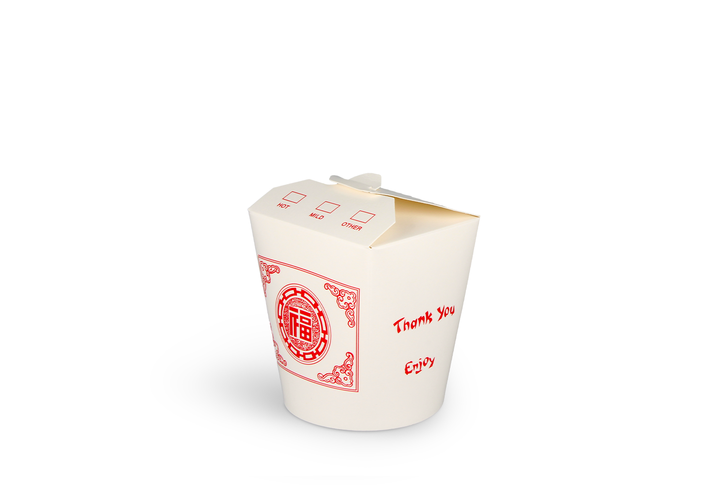 takeaware.nl Wok to go bekers Wok to Go beker 16oz 400 ml karton wit met rood