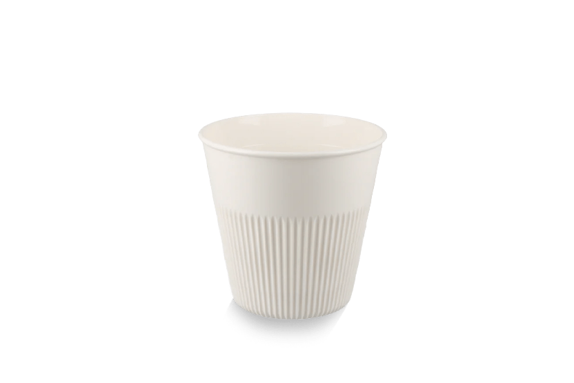 takeaware.nl Koffiebekers Herbruikbare koffiebeker 230cc 8oz geribbeld wit