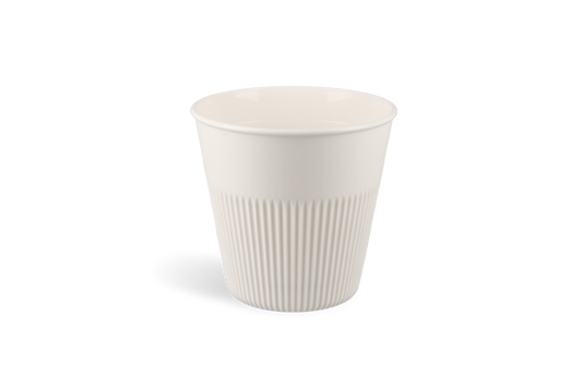 Reusable coffee cup 230cc 8oz Ø89mm ribbed white