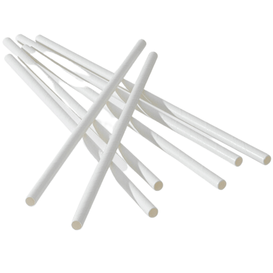 Paper straws white 210x6mm