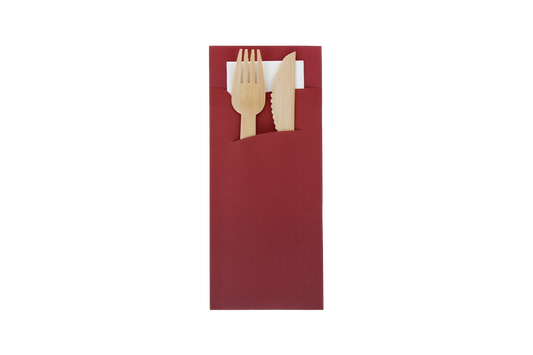 Cutlery pocket Pochette Bordeaux with white napkin