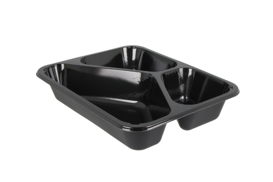 CPET tray black 3 vak C2227-3F 227x178x43mm