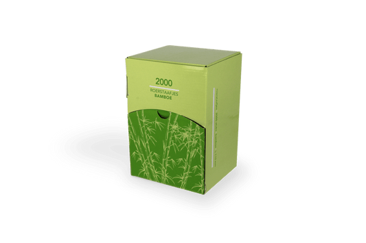 Roerstaafjes in dispenser box 11cm bamboe BIO