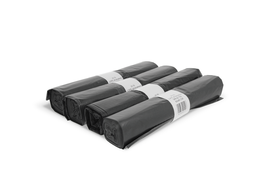 Bin liners 60 liters 60x80cm 20 rolls with 20 bags (grey)