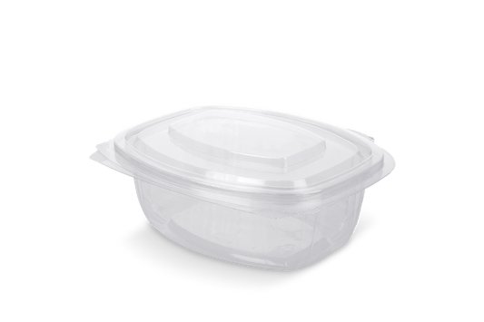 Salad container with hinged lid 500 ml rPET