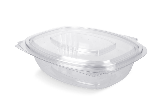 Salad container with hinged lid 750 ml rPET