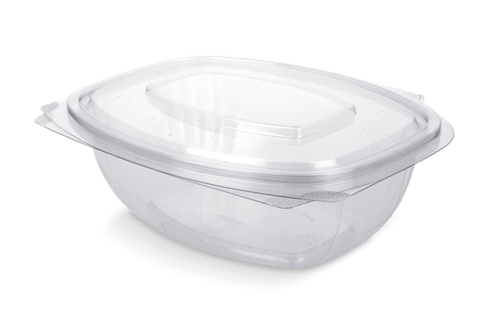 Salad container with hinged lid 1000 ml rPET