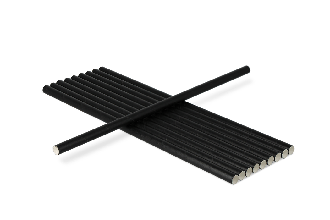 Paper straws black 240x8mm BIO