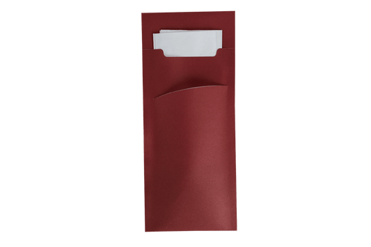 Cutlery bag pochette Bordeaux with white napkin FSC®Mix BIO