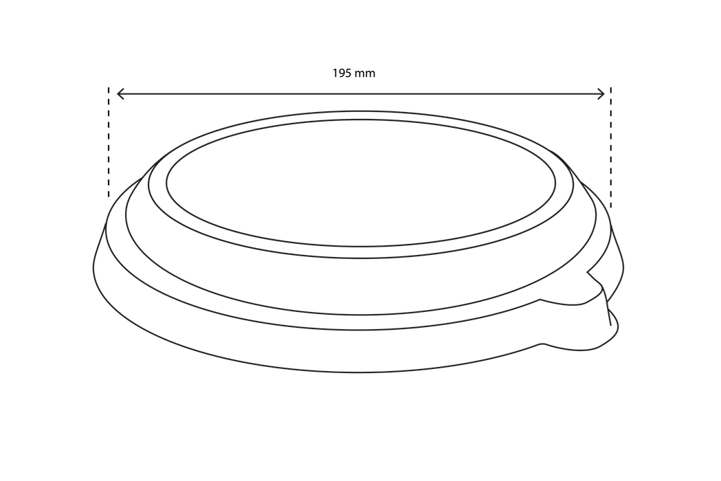 takeaware.nl Saladebakken en bowls Deksel Bowl 800-1200ml Ø195mm transparant