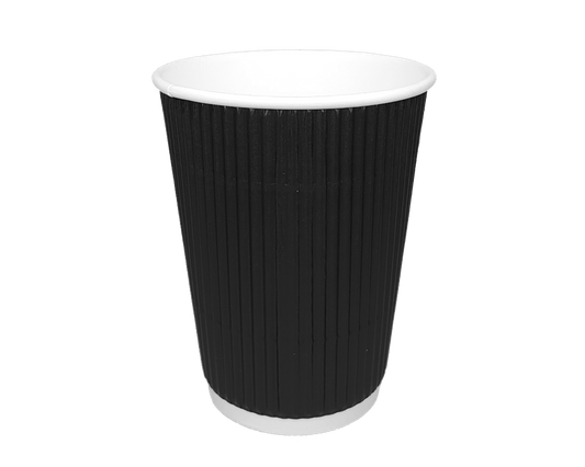Coffee cup 360cc 12oz Ø90mm Ripple Black