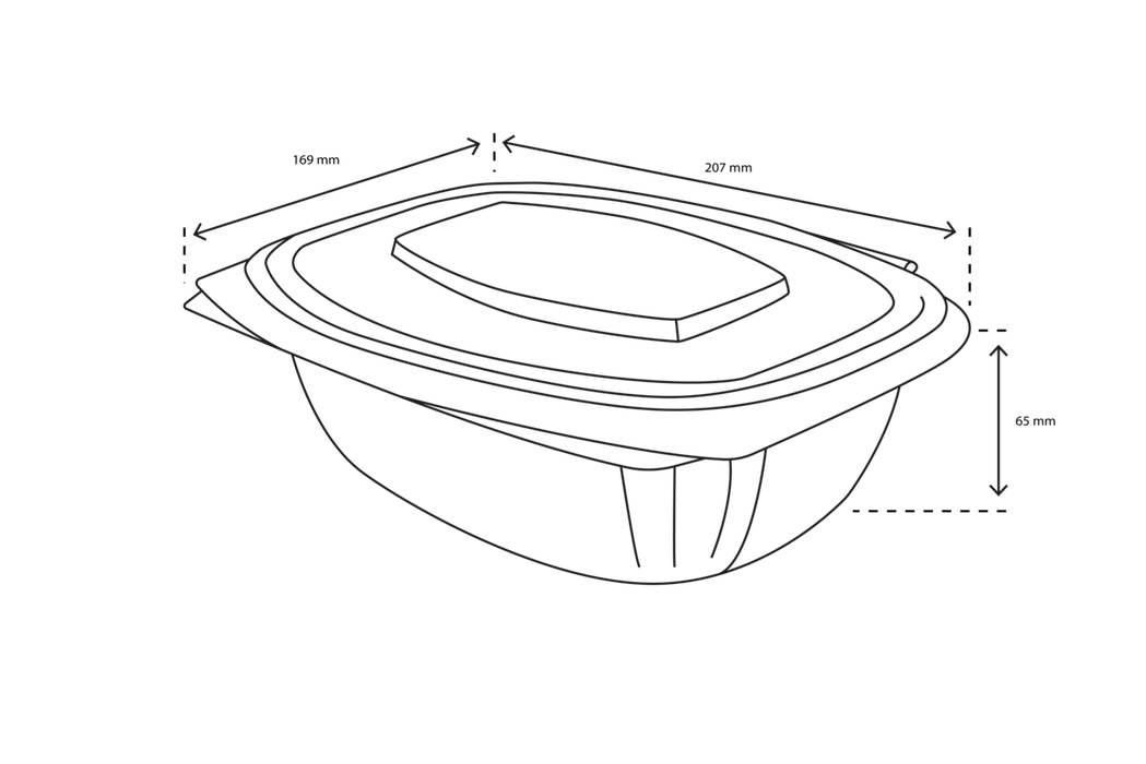 takeaware.nl Saladebakken en bowls Saladebakje met klapdeksel 1000 ml rPET