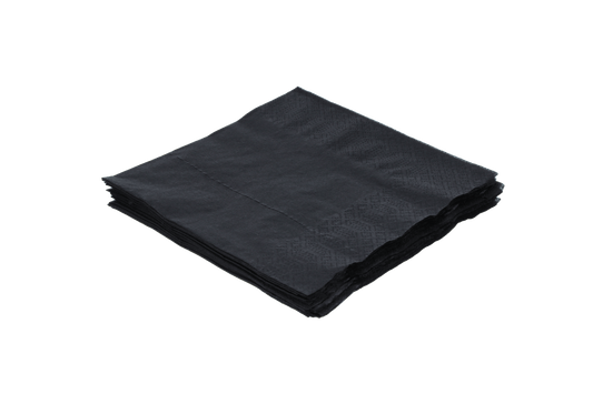 Servet 2 laags 1/4 vouw 33x33cm papier zwart BIO